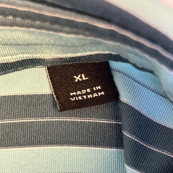 Dunning Golf Polo Shirt Mens Extra Large PGA Golf Club Blue Green Stripe Stretch - Picture 6 of 16